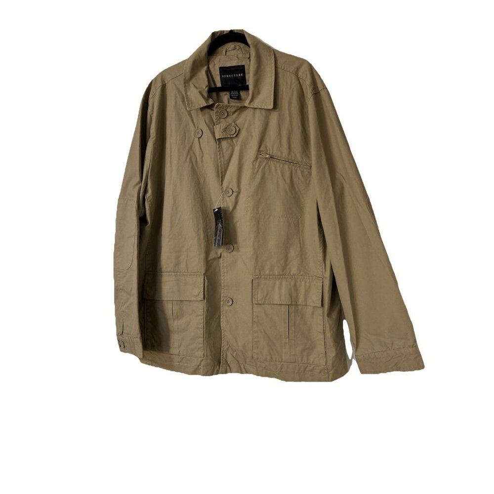 Vintage Structure Khaki Tan Button Front Collar Field Jacket Men Sz XXL Canvas‎